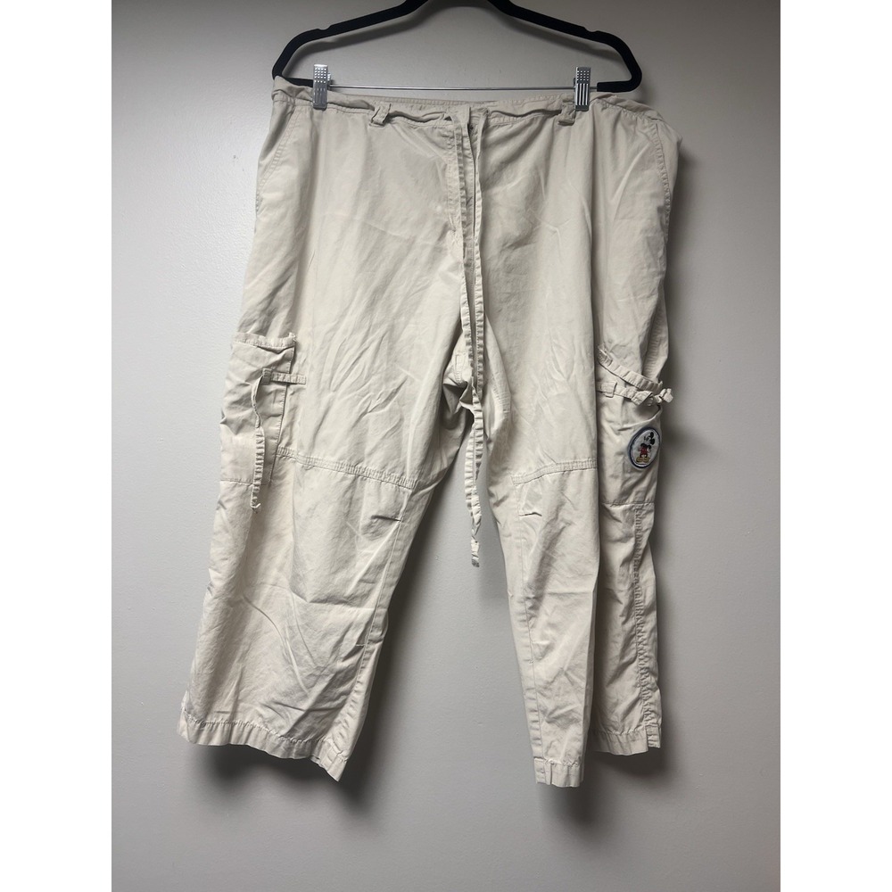 Disney Parks Capri Pants Womens XXL Tan Cropped Stretch‎ Mickey Mouse